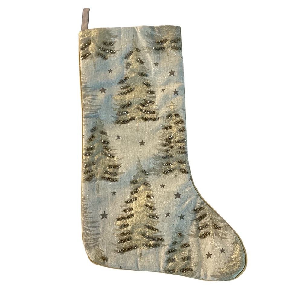 Elegant Holiday Stocking with Gold Tree Design Item